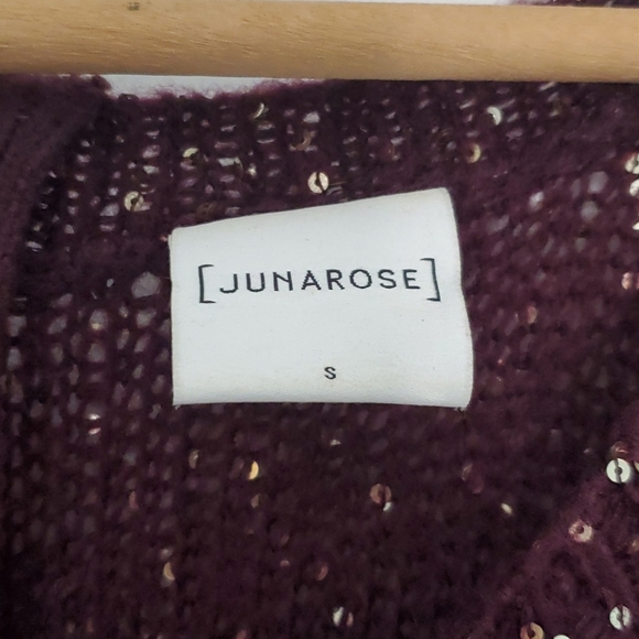 Junarose Burgundy Sequined Sweater - Picture 4 of 6
